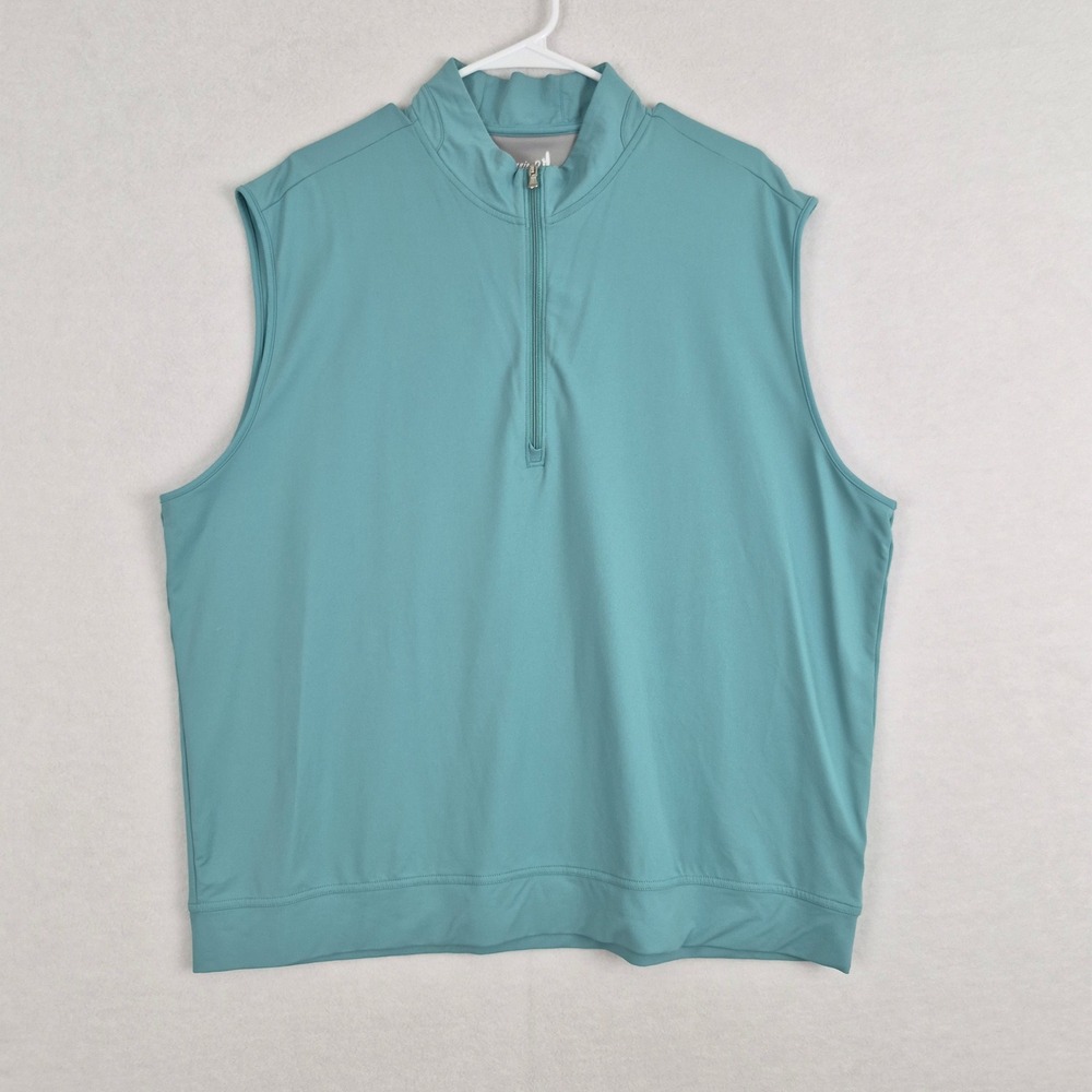 Johnnie-O Performance Vest Mens XL Teal Blue 1/4 Zip Golf Sleeveless Pullover